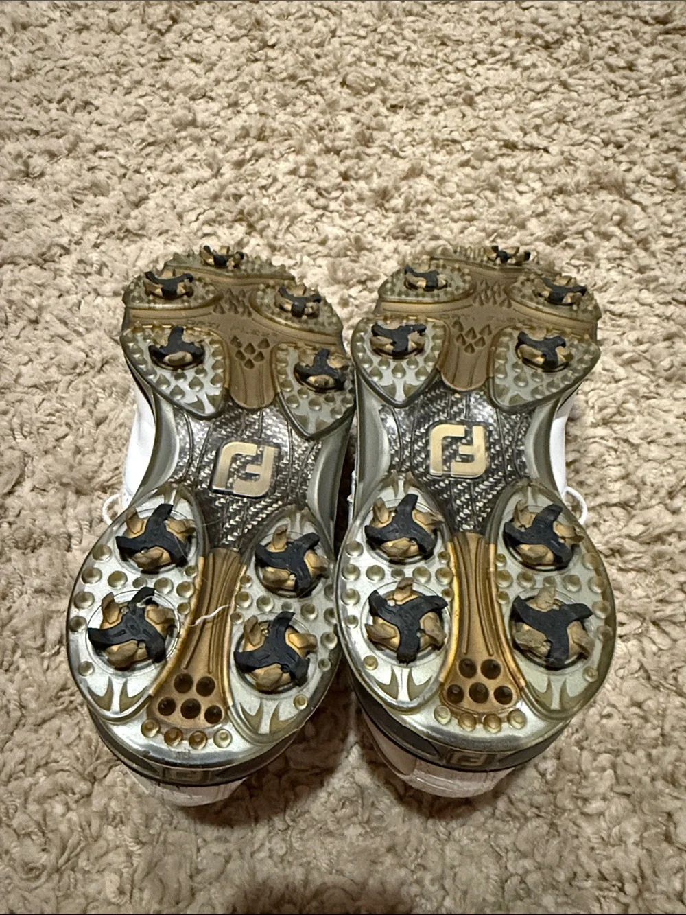 Foot joy DryJoys Tour Golf Shoes in white leather and white croc side panels